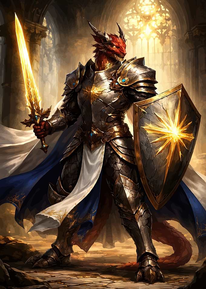 Dragon Knight with Sword and Shield