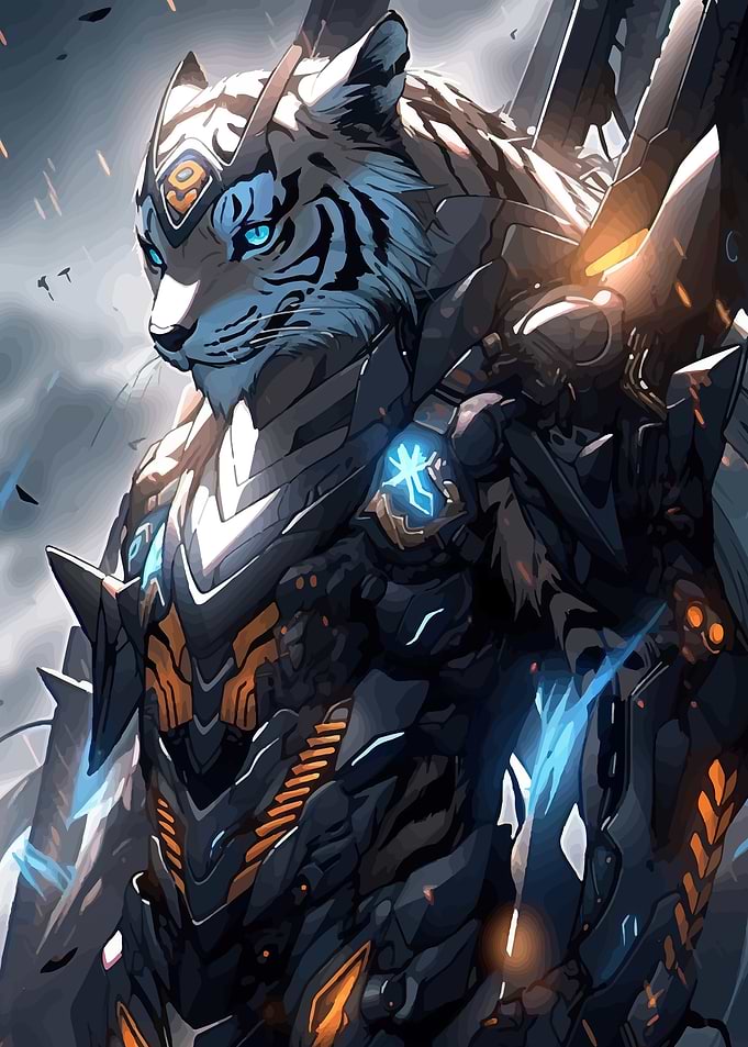 Cyberpunk Tiger Warrior