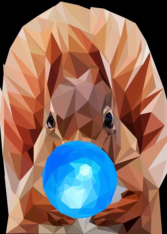 Low Poly Squirrel with Blue Bubble