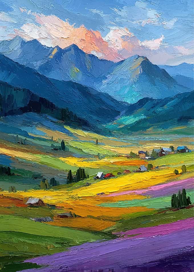 Impressionist Valley Landscape Painting