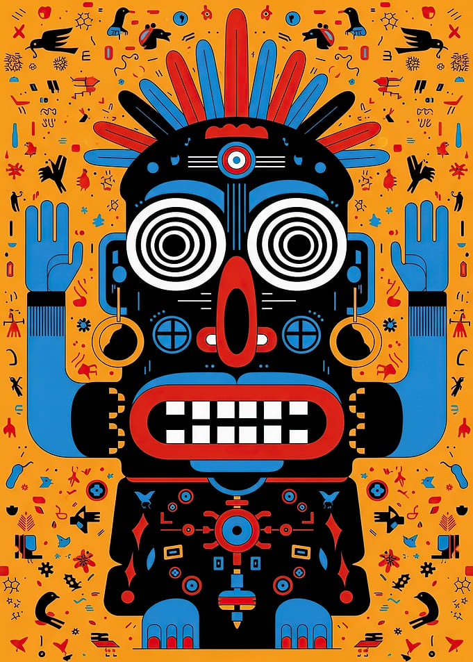 Tribal Mask with Colorful Accents
