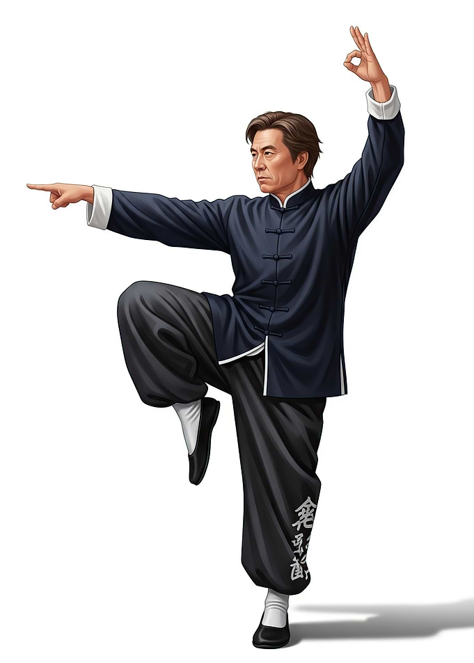 Man practicing martial arts