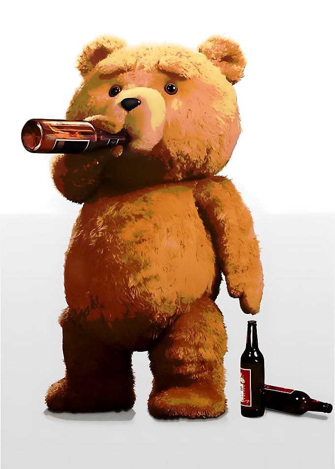 Ted the Bear drinking beer