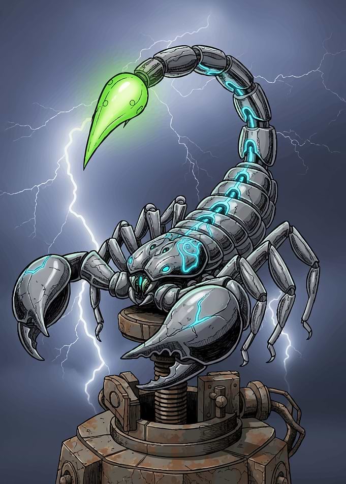 Mechanical Scorpion with Glowing Stinger