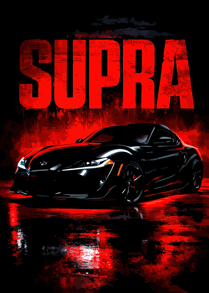 Black Supra Car with Red Accents