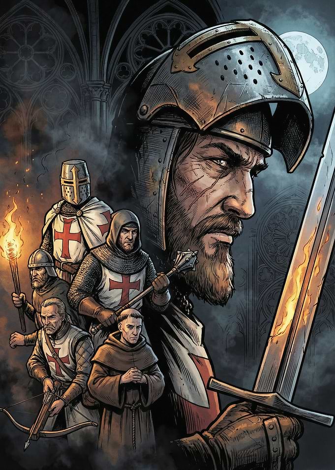 Knights Templar in Gothic Setting