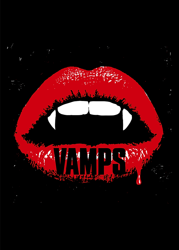 Vampire Lips with Fangs and Text