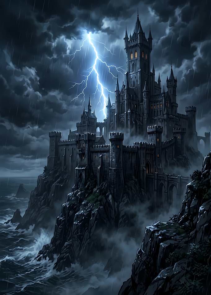 Stormy Castle on a Cliff