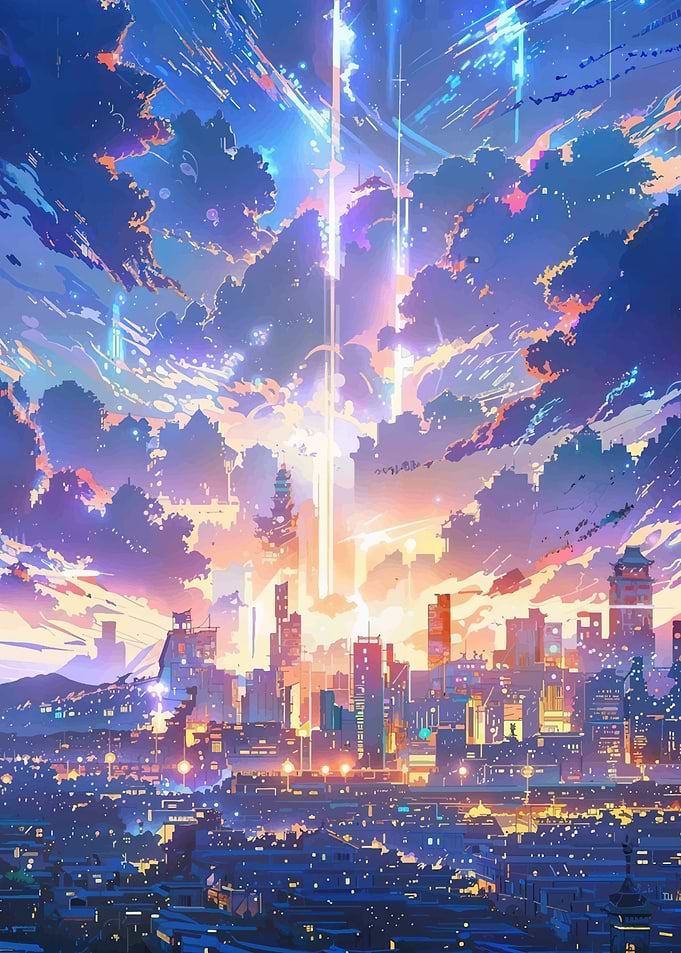 Futuristic Cityscape at Sunset