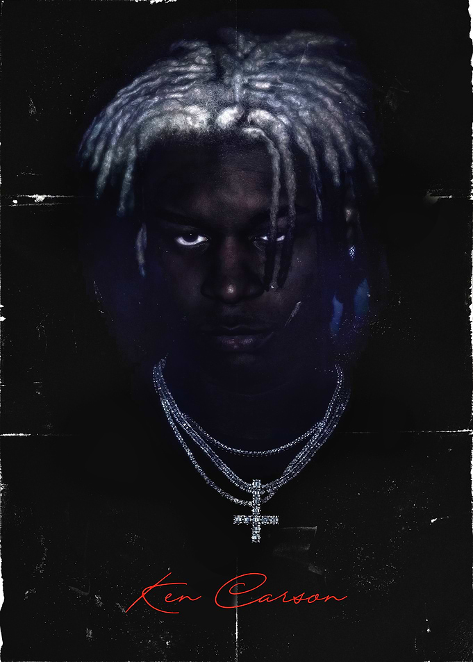 Ken Carson Portrait with Cross Necklace