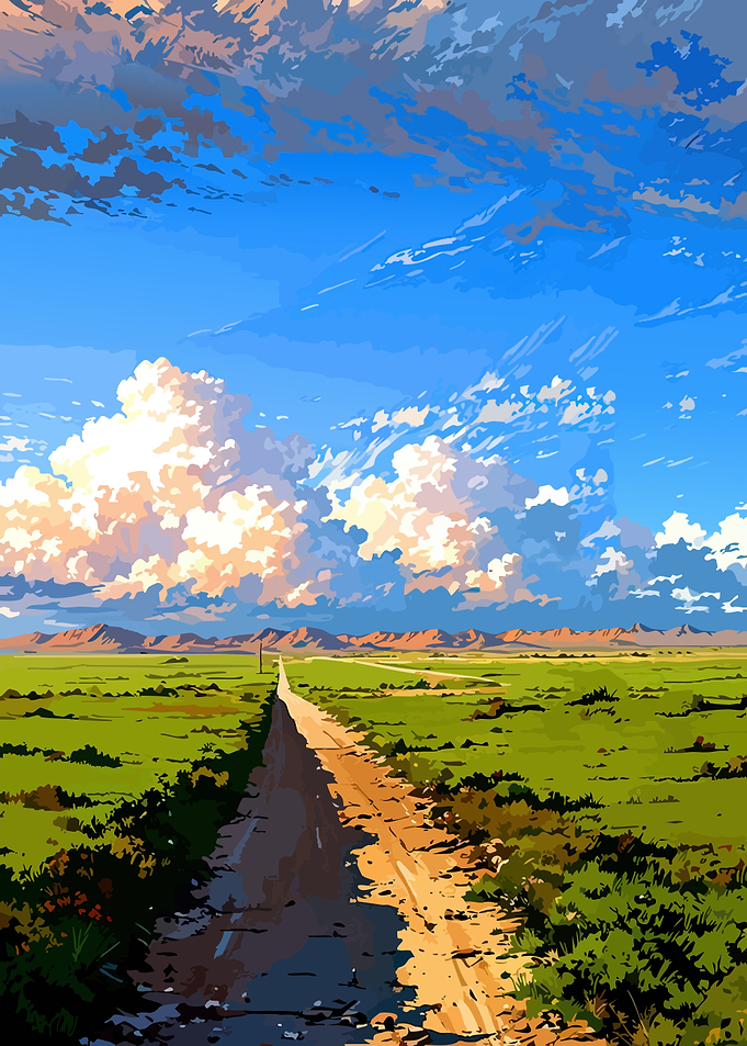 Anime Landscape Road with Clouds