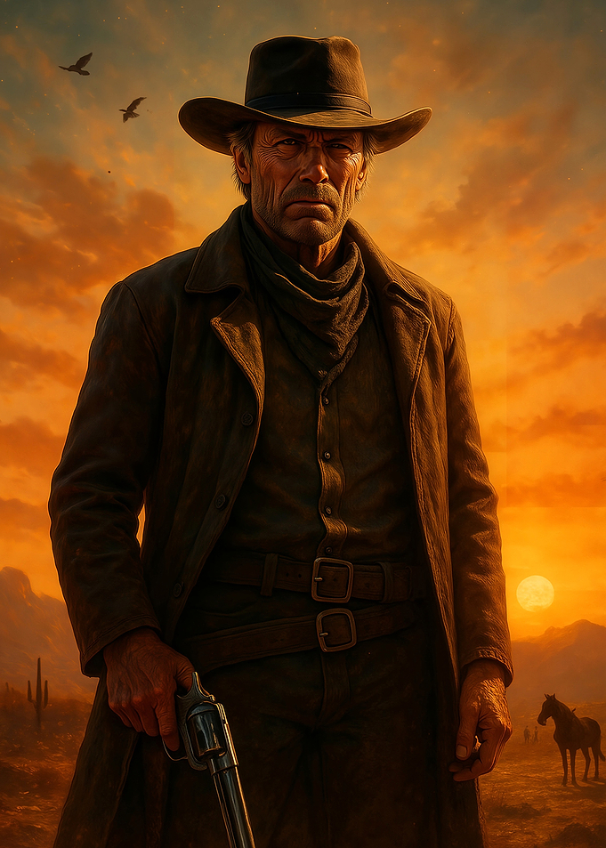 Lone Cowboy at Sunset
