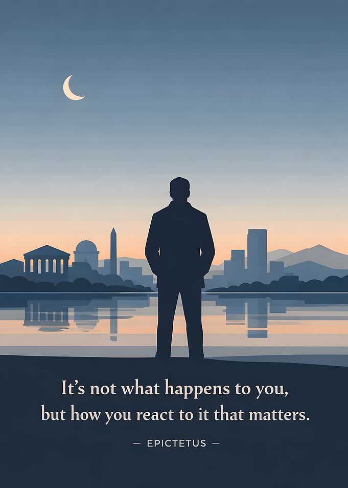 Inspirational quote with cityscape silhouette