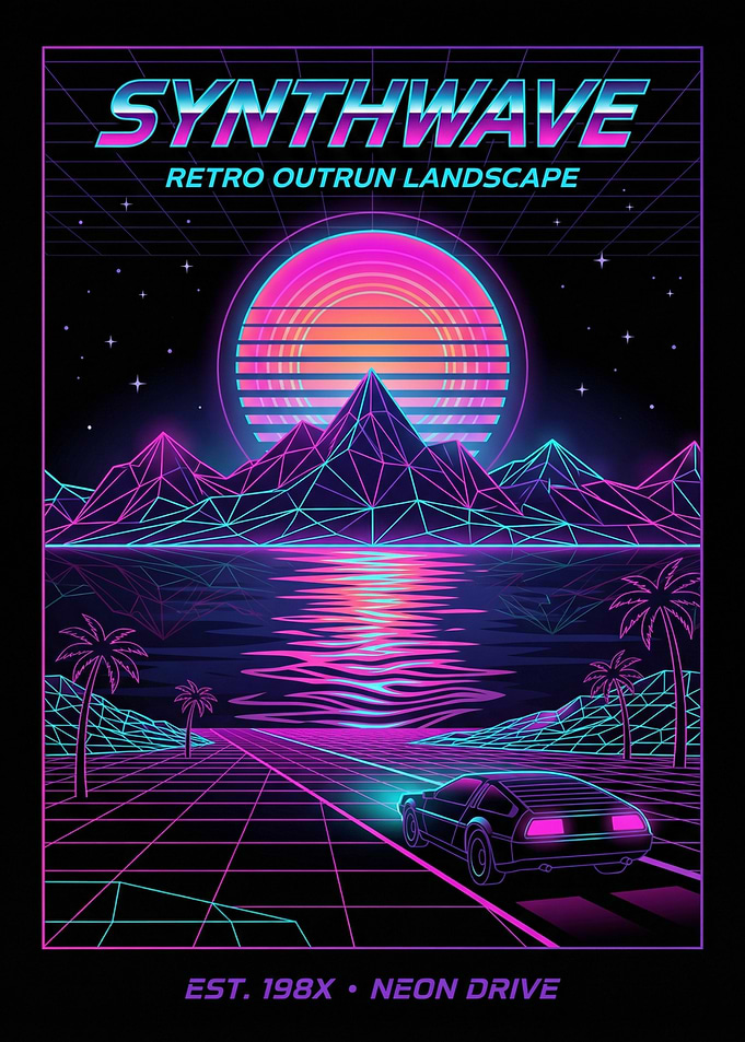Synthwave Retro Outrun Landscape