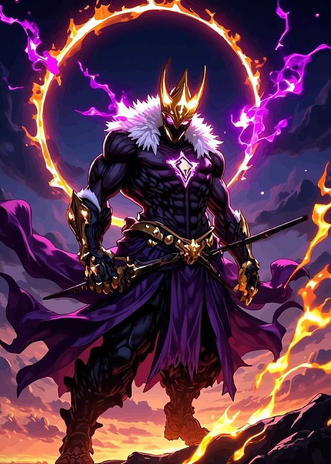 Dark King with Fiery Aura