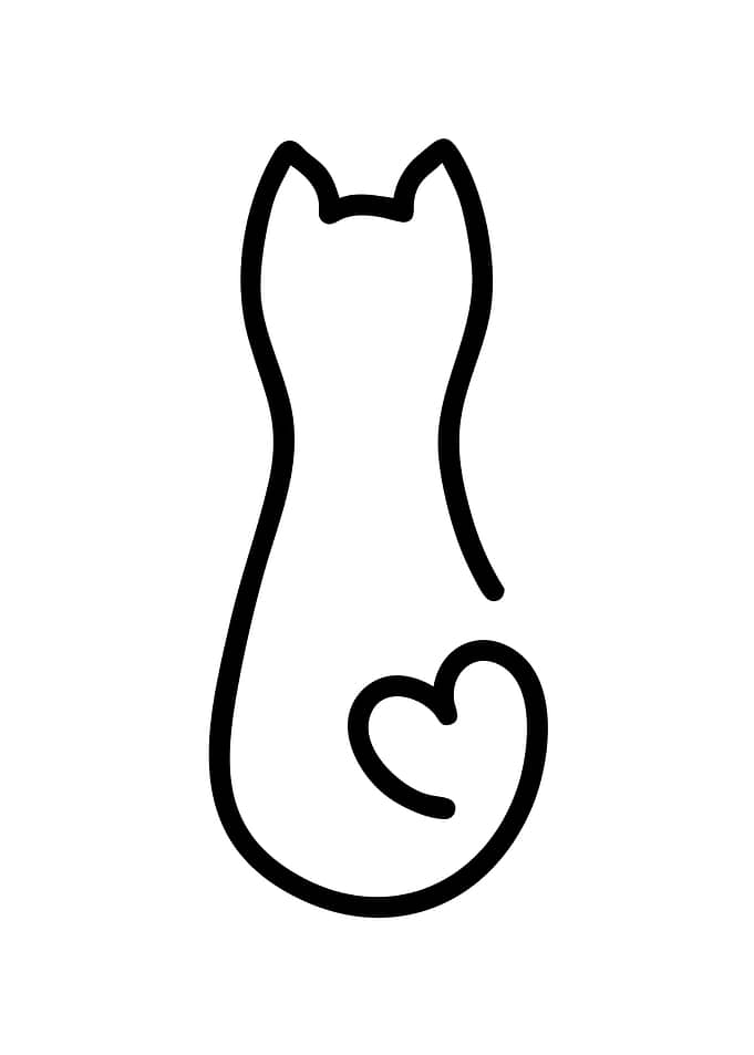 Minimalist Cat Silhouette with Heart Tail