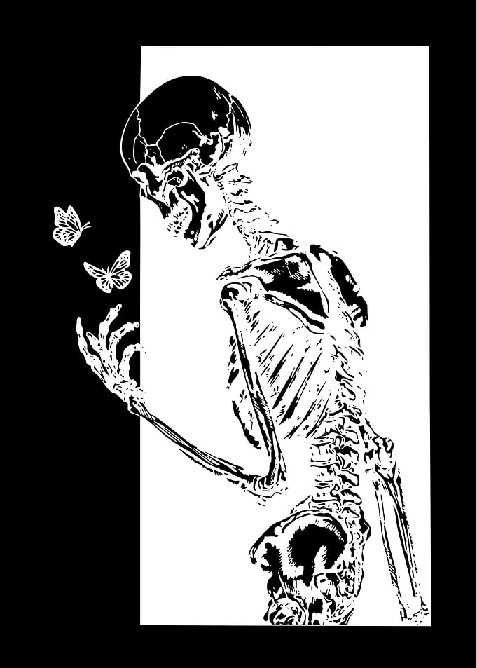 Skeleton and Butterflies