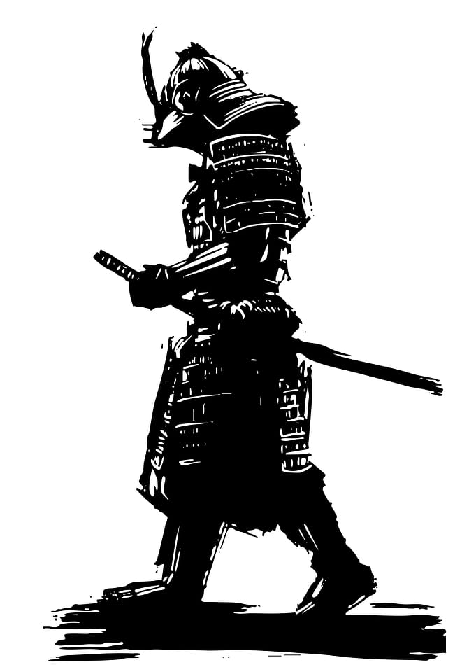 Samurai Warrior in Black and White