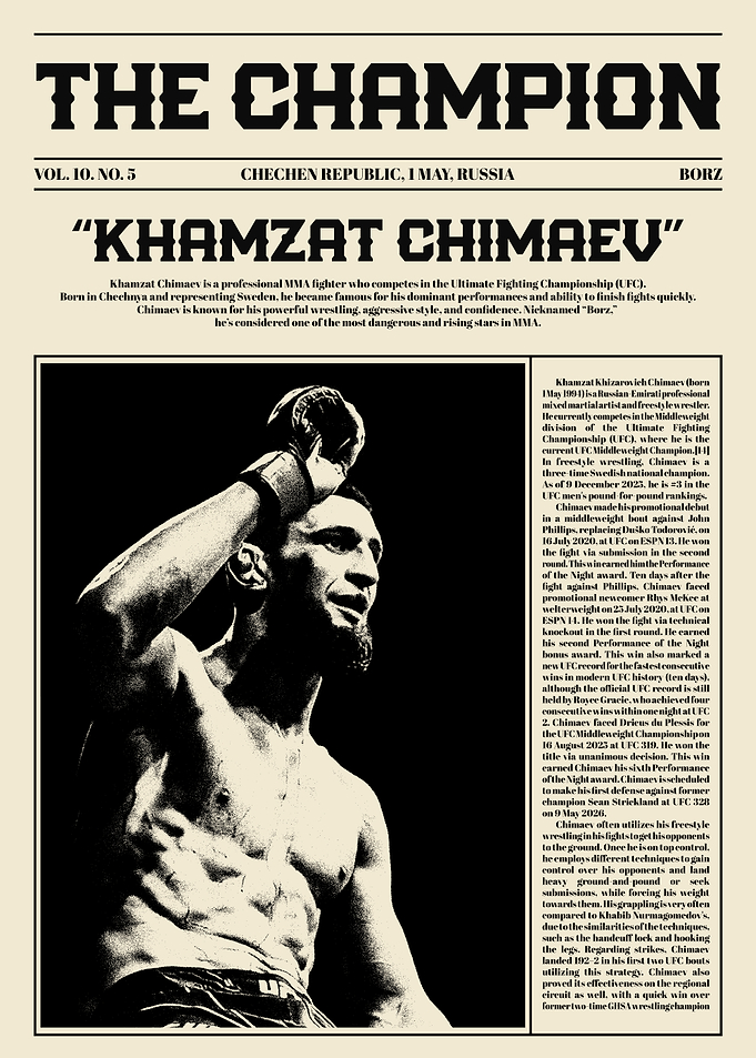 Khamzat Chimaev 'The Champion' Poster