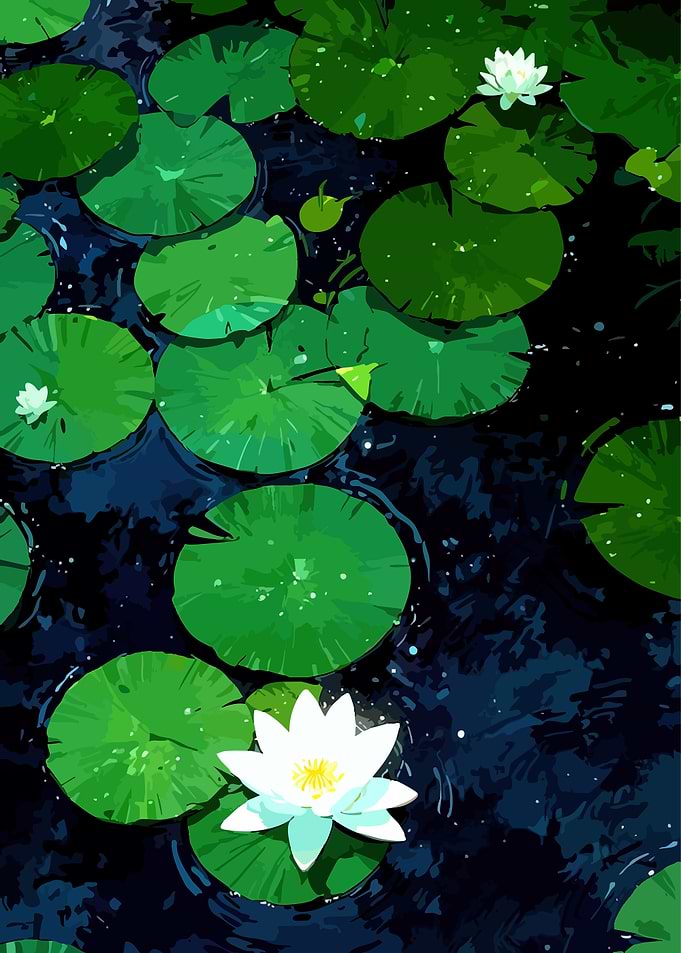 Water Lilies on Dark Water