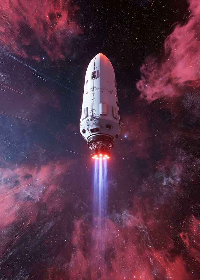 Rocket Launching Through Nebula