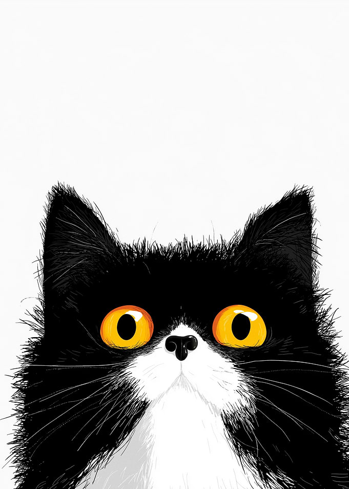 Close-up of a Black and White Cat