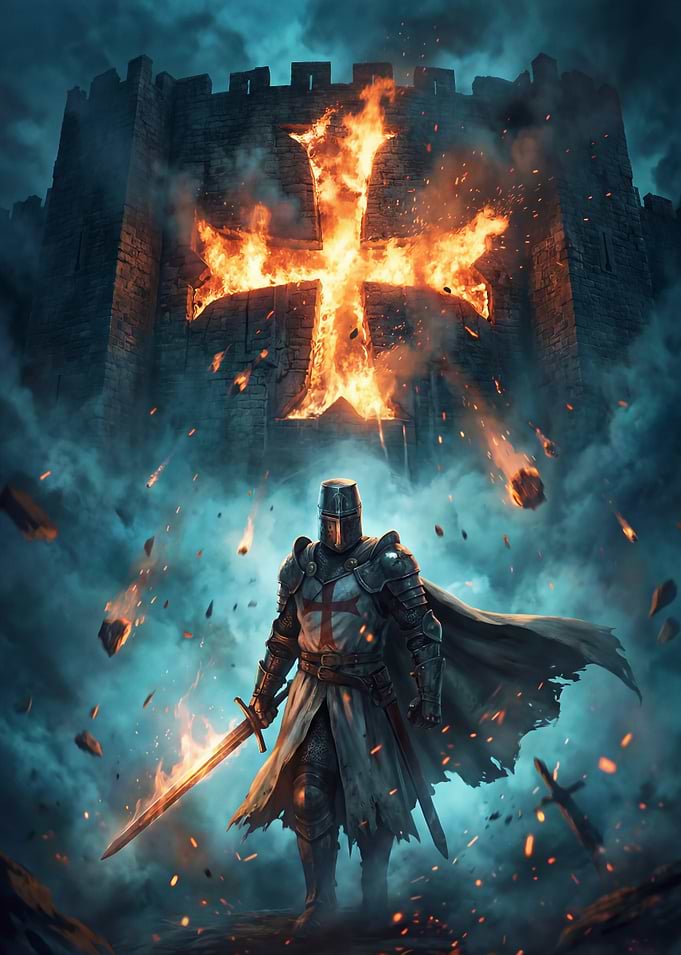 Knight Before Burning Castle