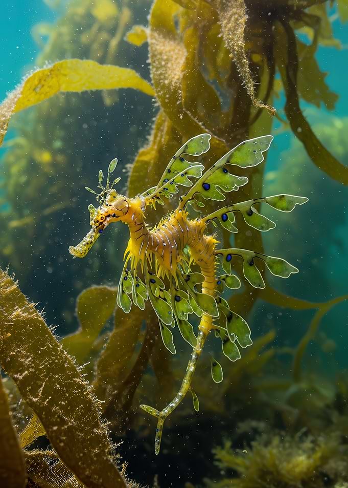 Leafy Sea Dragon in Kelp Forest