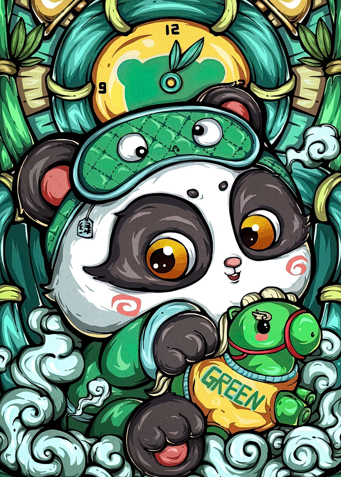 Cute Panda with Toy Horse