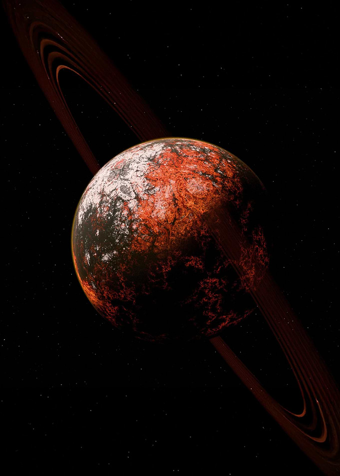 Ringed Red Planet in Space
