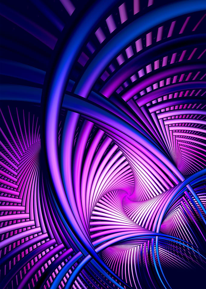 Hoop Spiral - Abstract Swirling Purple and Blue Fractal Art