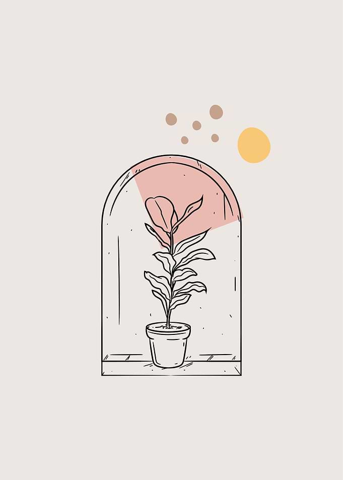 Minimalist Potted Plant Illustration