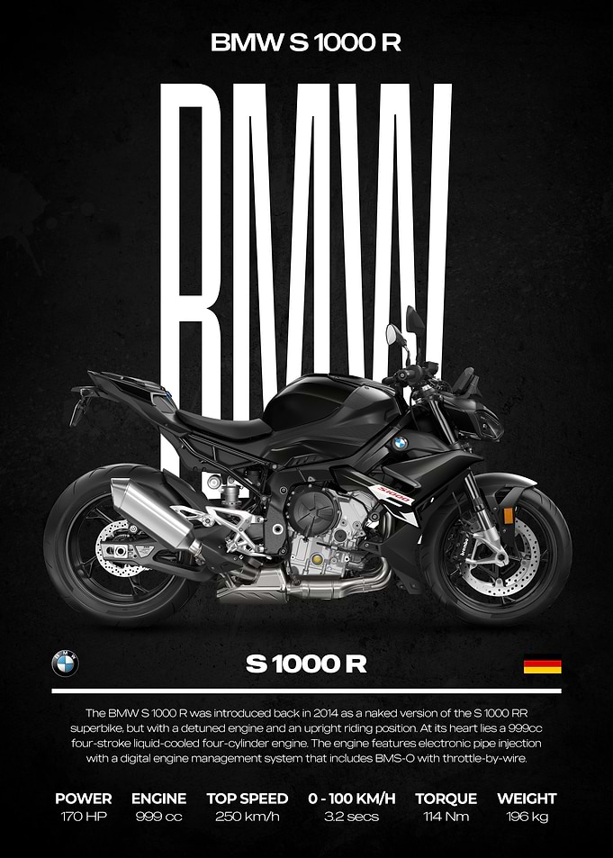 BMW S 1000 R Motorcycle Poster