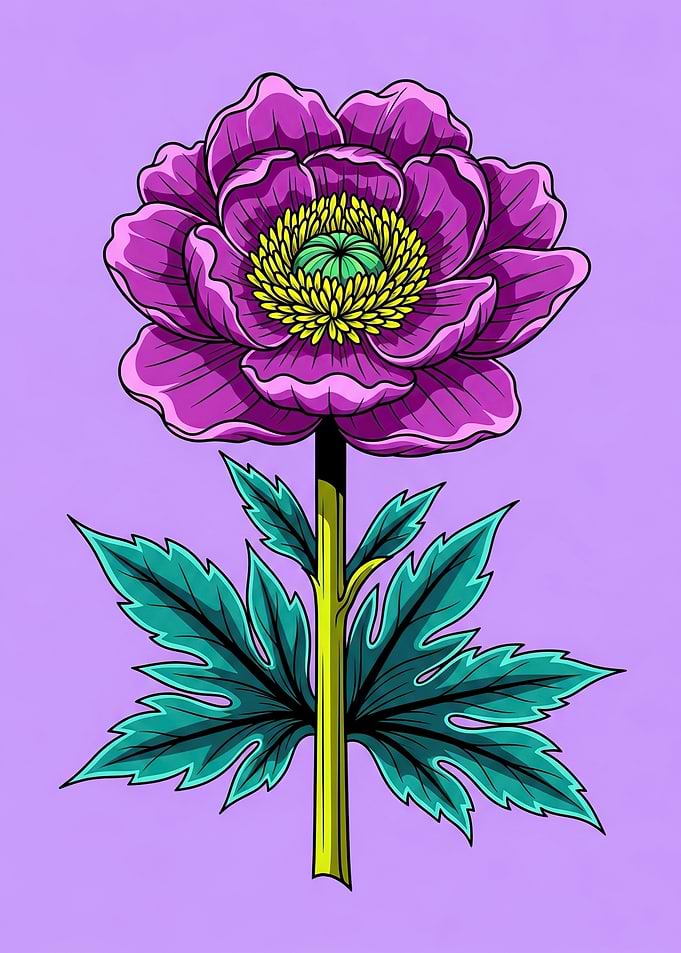 Vibrant Purple Poppy Illustration