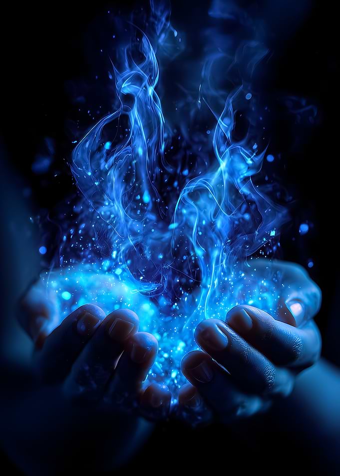 Blue Magic Energy in Hands