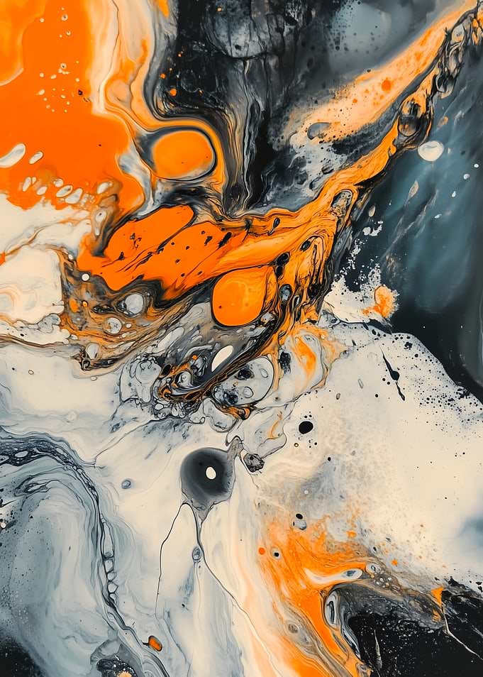 Abstract Orange and Gray Swirls