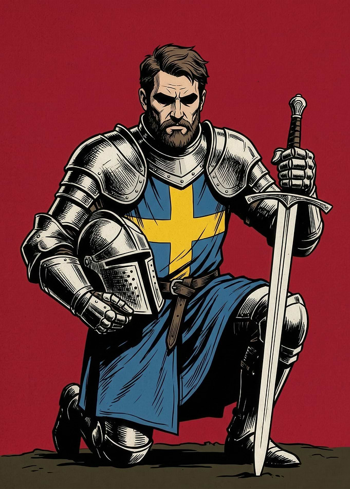 Knight with Swedish Flag