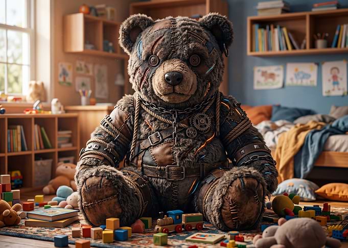 Steampunk Teddy Bear in a Playroom