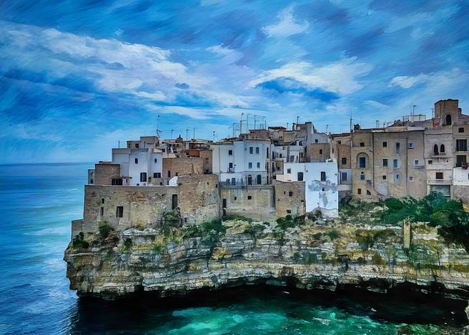 Coastal Town on Cliffside