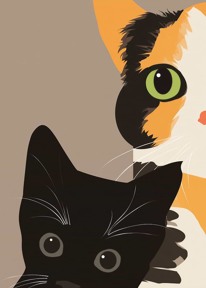 Two Cats Peeking