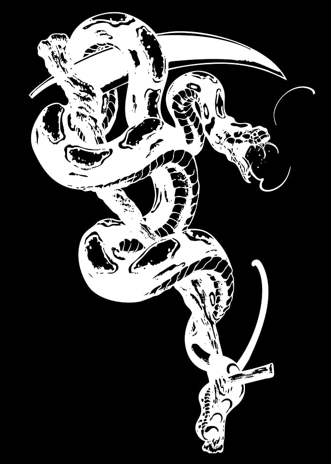 Serpentine Scythe and Skull