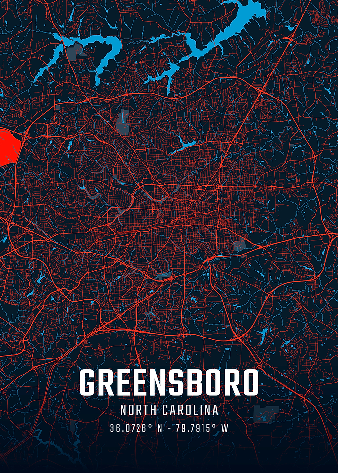 Greensboro North Carolina City Map