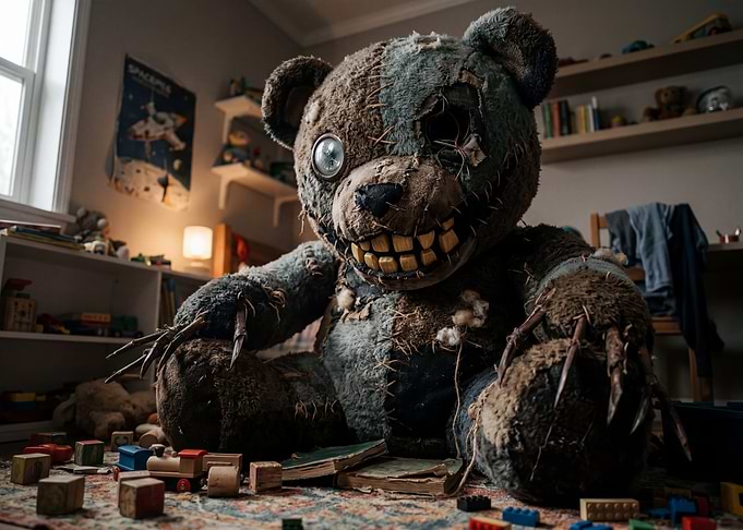 Creepy Teddy Bear in Toy Room