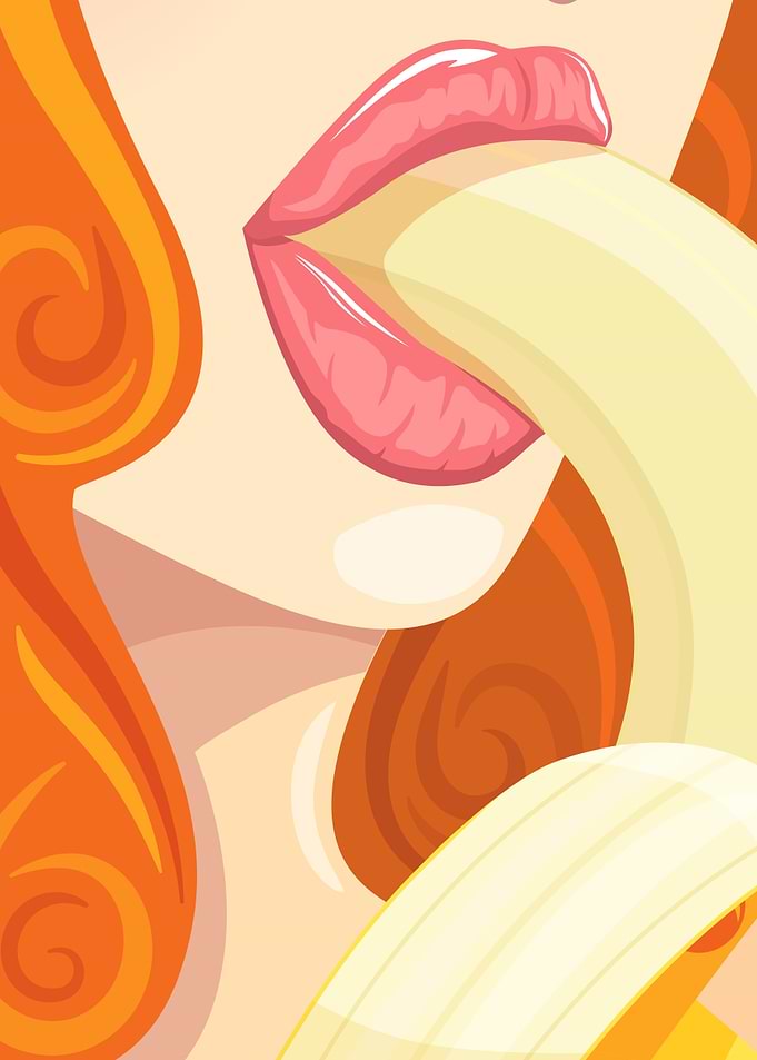 Woman eating a banana