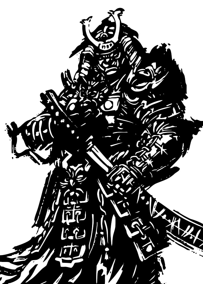 Samurai Warrior in Black and White