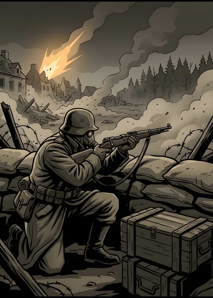 Soldier in Trench Warfare