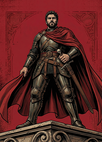Knight in Armor with Red Cape