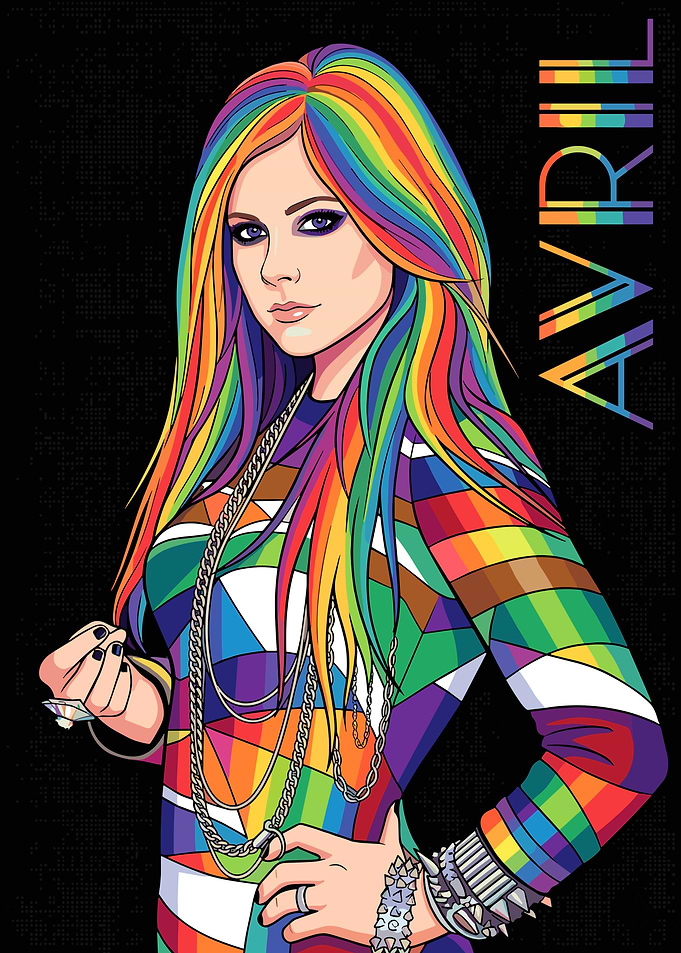 Avril Lavigne Rainbow Hair Pop Art