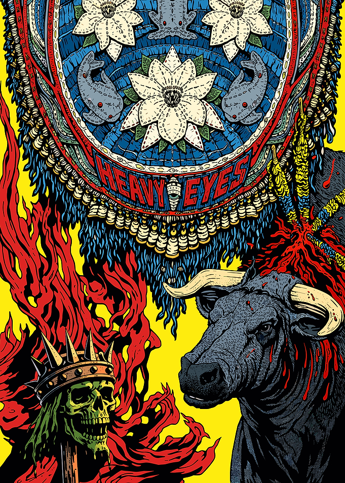 Skull King and Bull with Flames
