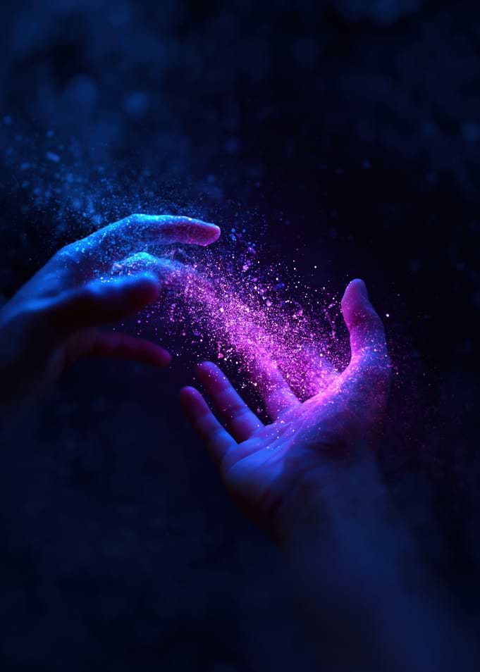Magical Hands with Glowing Particles